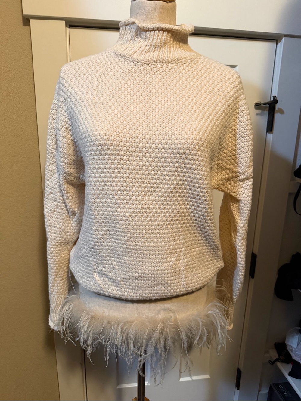 Cream Knit Mockneck Sweater